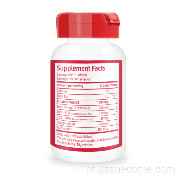 Omega krill Óleo Reduza a artrite Organic Omega3 Softgels